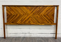 Modern King Size Solid Acacia Geometric Chevron Pattern Headboard