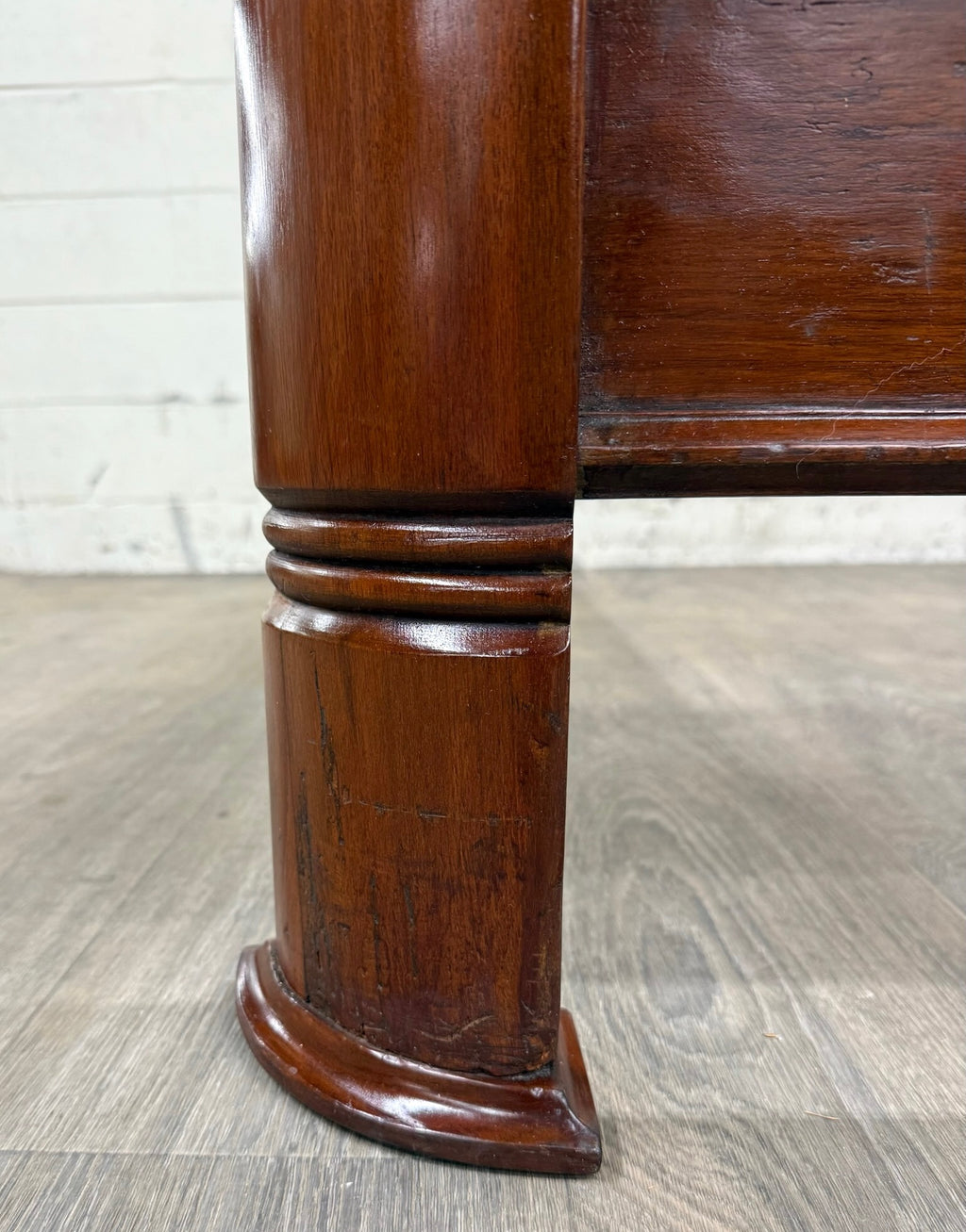 Antique Full Size Victorian Carved Walnut Bed