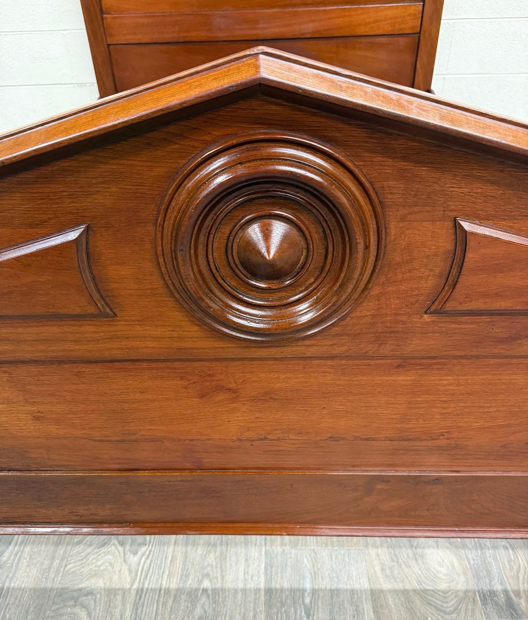 Antique Full Size Victorian Carved Walnut Bed