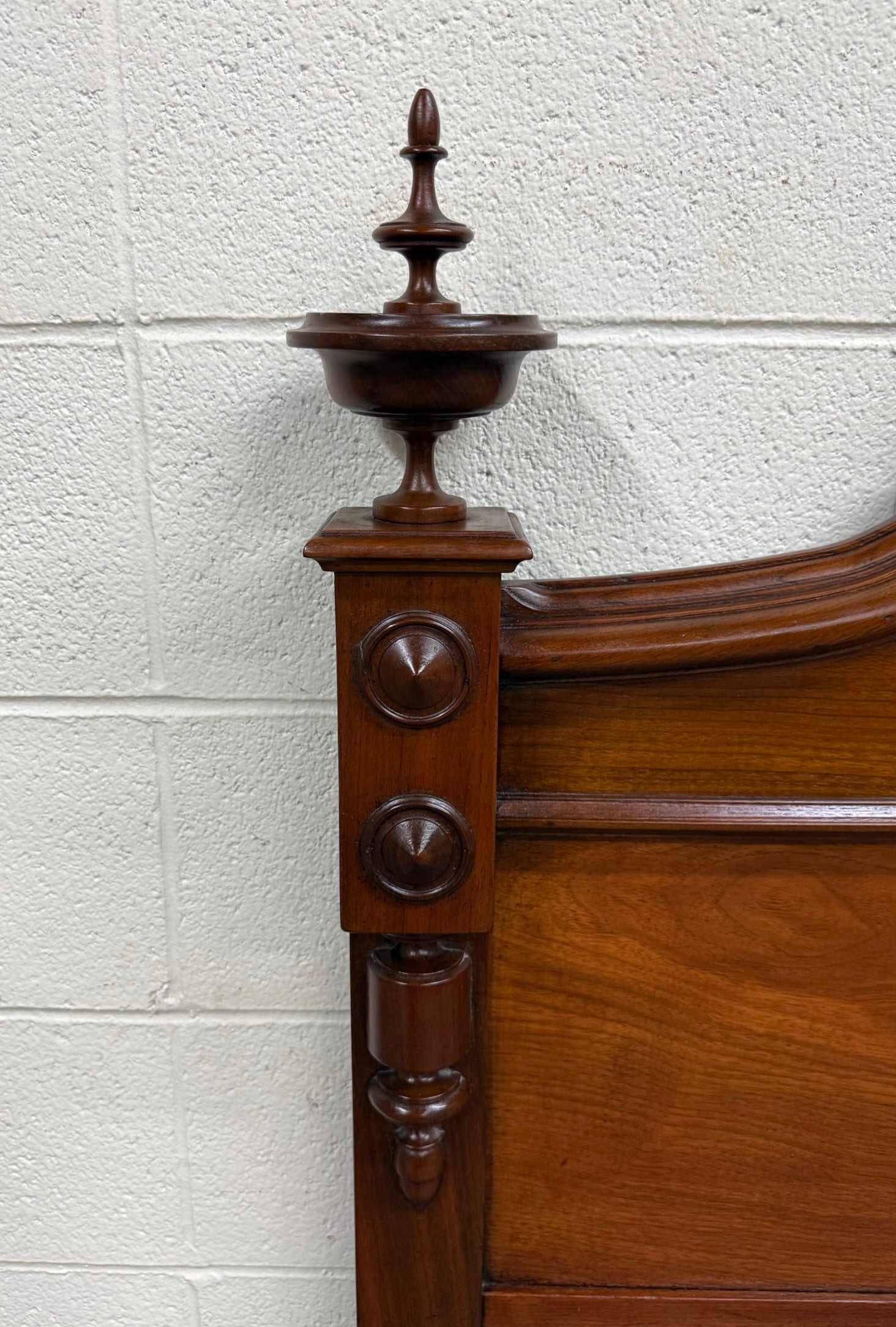 Antique Full Size Victorian Carved Walnut Bed