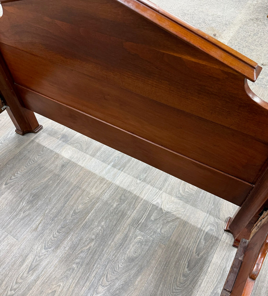 Antique Full Size Victorian Carved Walnut Bed