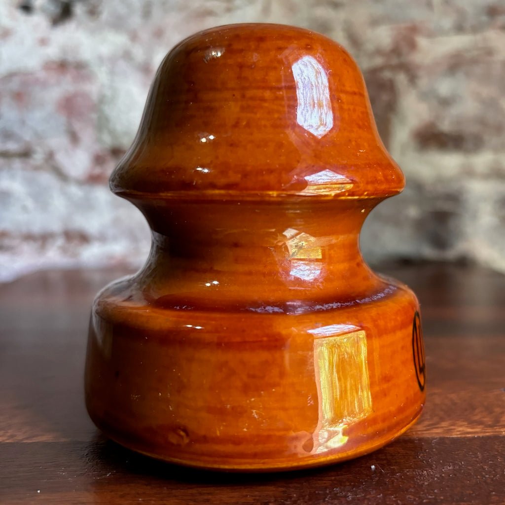 Vintage 1930 LAPP Caramel Brown Glazed Porcelain Insulator