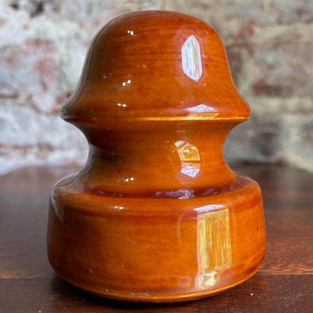 Vintage 1930 LAPP Caramel Brown Glazed Porcelain Insulator