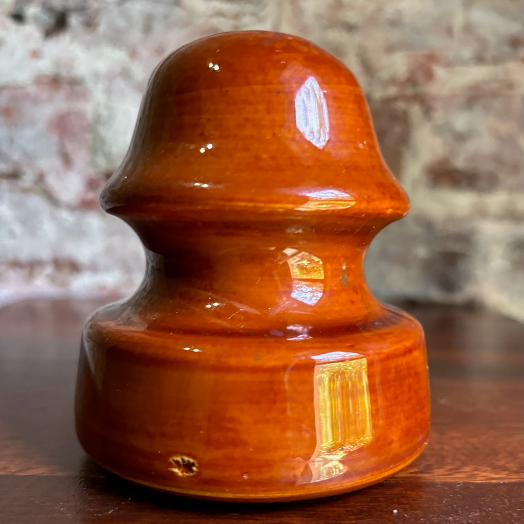 Vintage 1930 LAPP Caramel Brown Glazed Porcelain Insulator