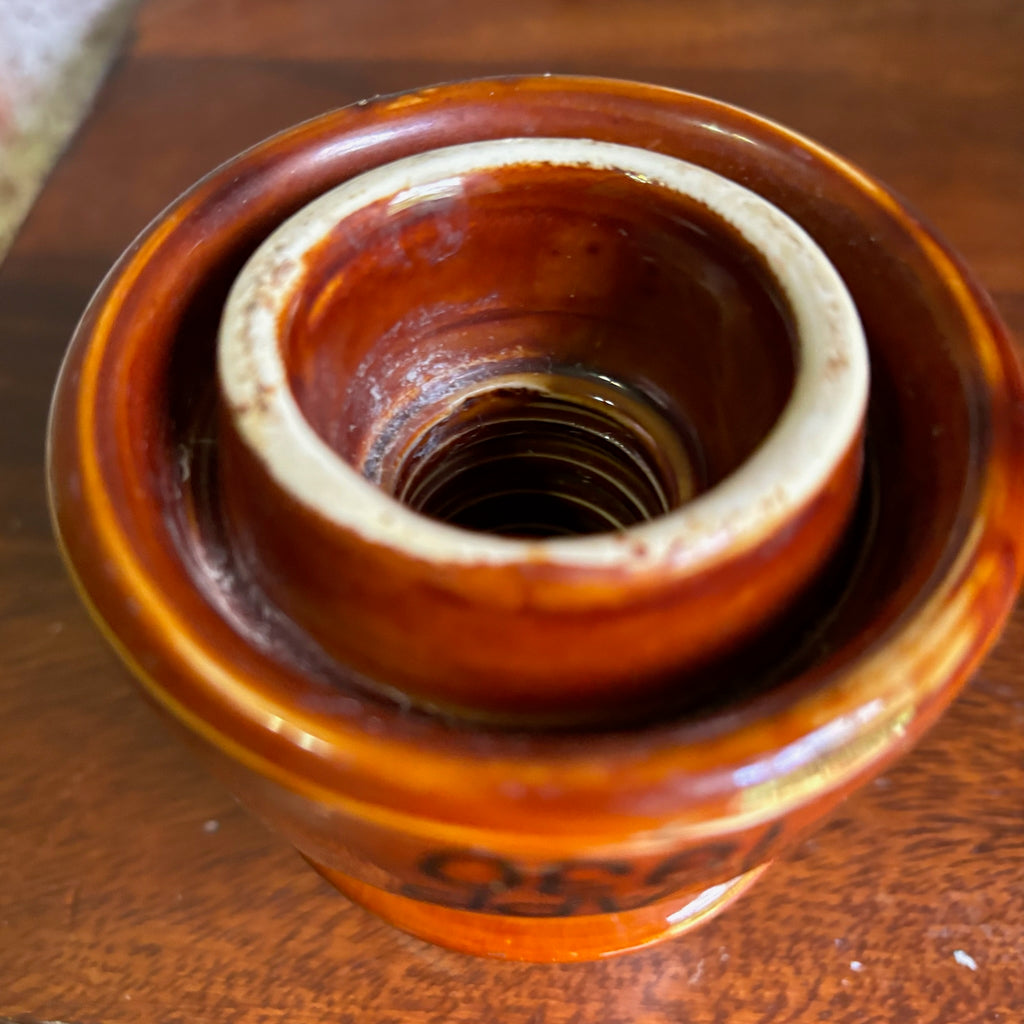 Vintage 1930 LAPP Caramel Brown Glazed Porcelain Insulator