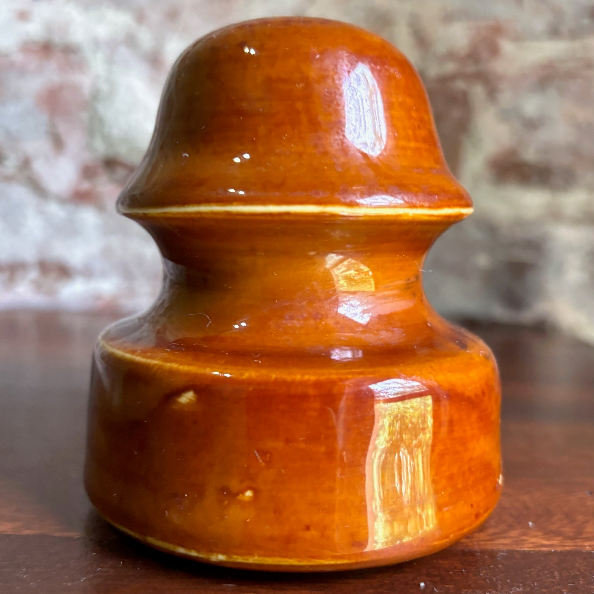 Vintage 1930 LAPP Caramel Brown Glazed Porcelain Insulator