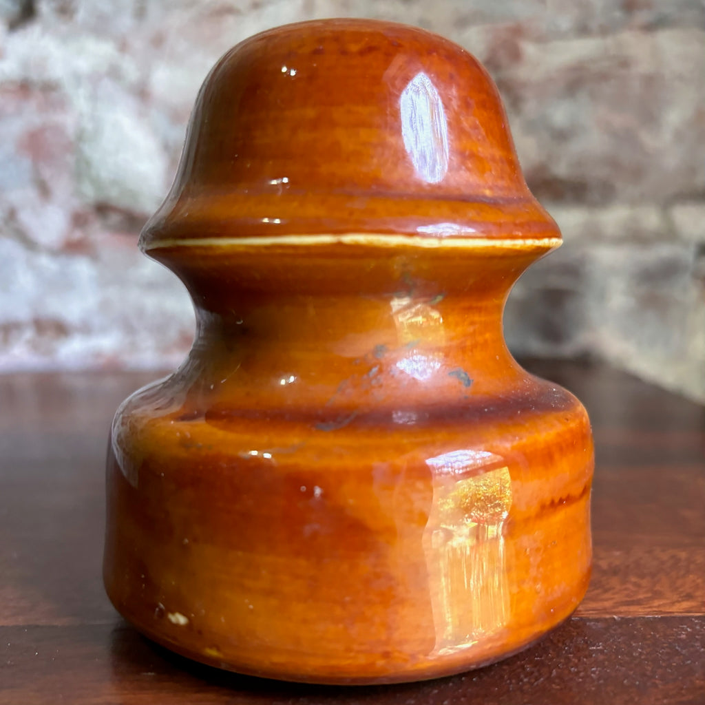 Vintage 1930 LAPP Caramel Brown Glazed Porcelain Insulator