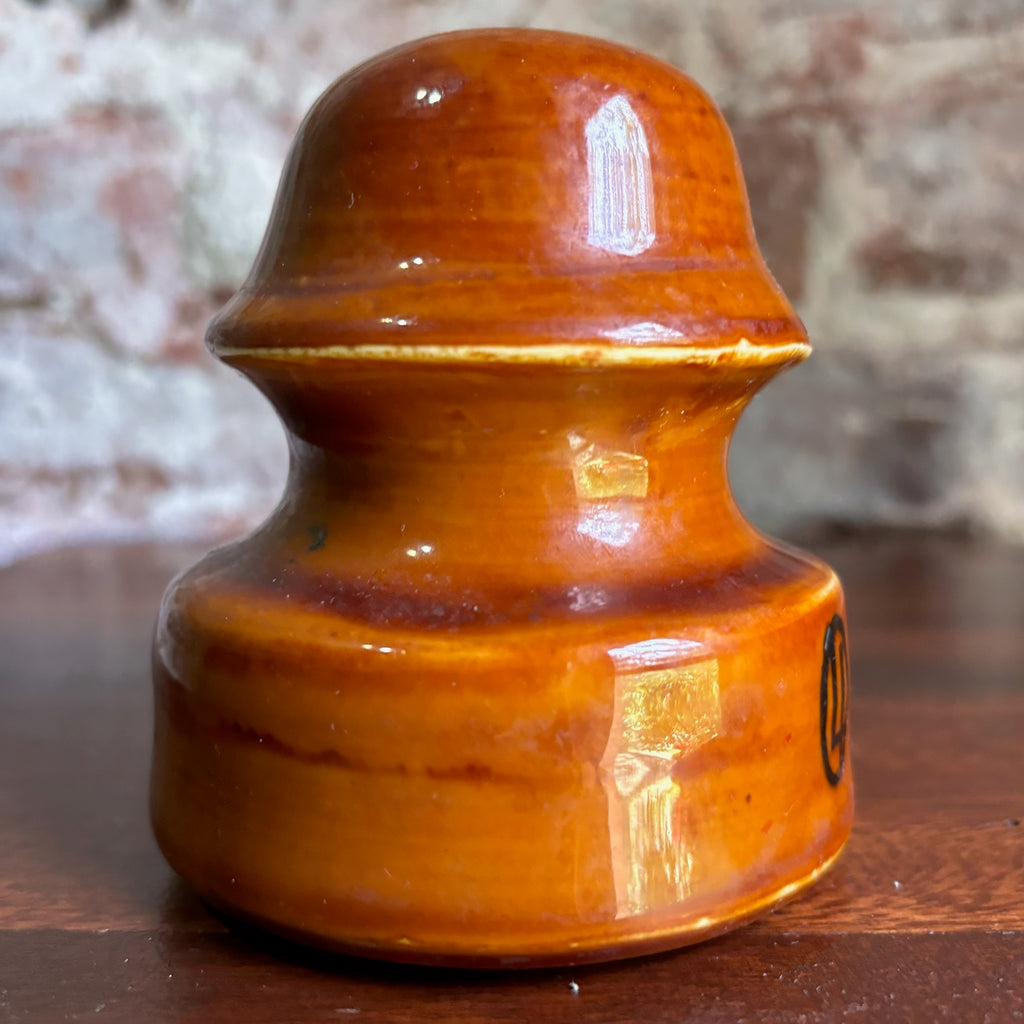 Vintage 1930 LAPP Caramel Brown Glazed Porcelain Insulator