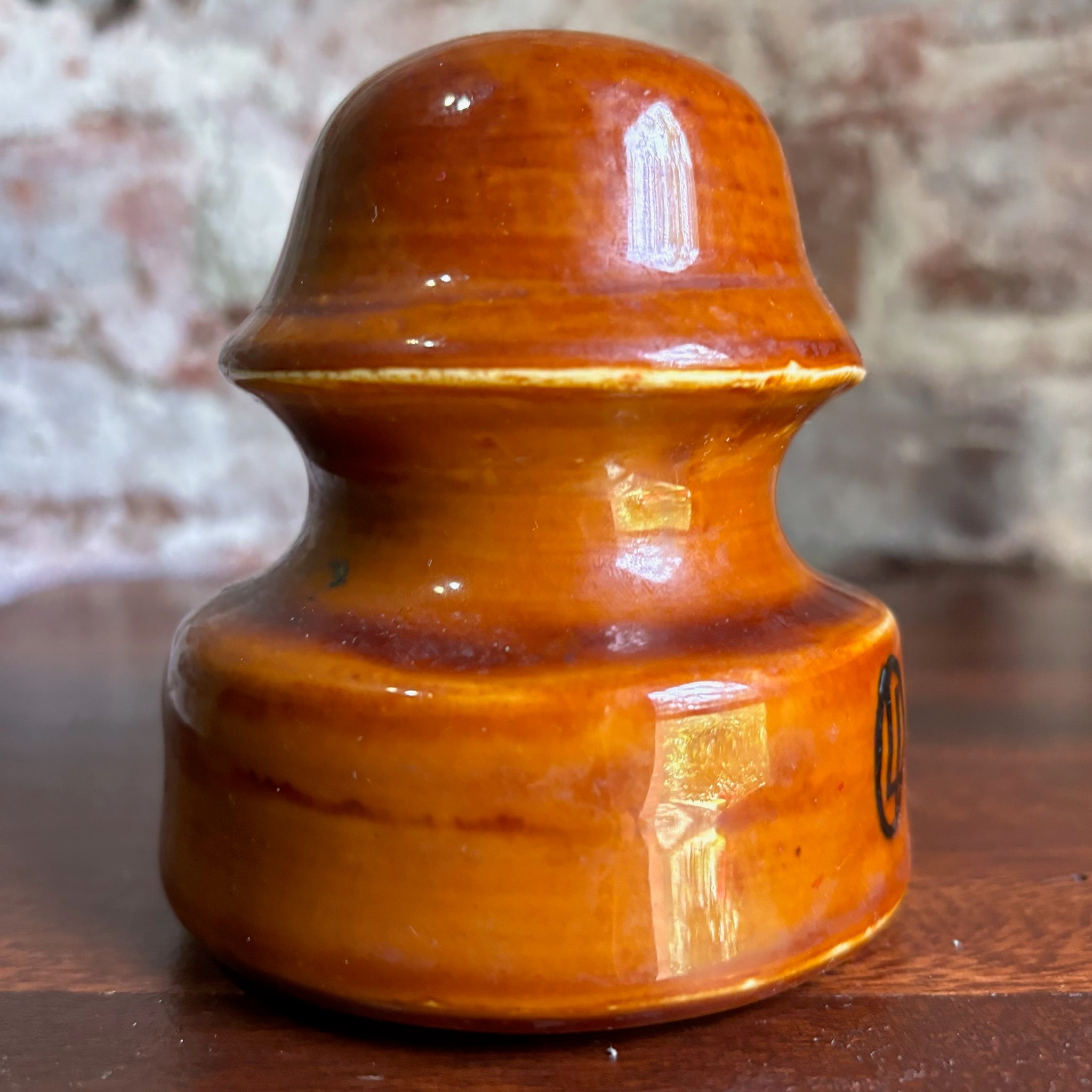 Vintage 1930 LAPP Caramel Brown Glazed Porcelain Insulator
