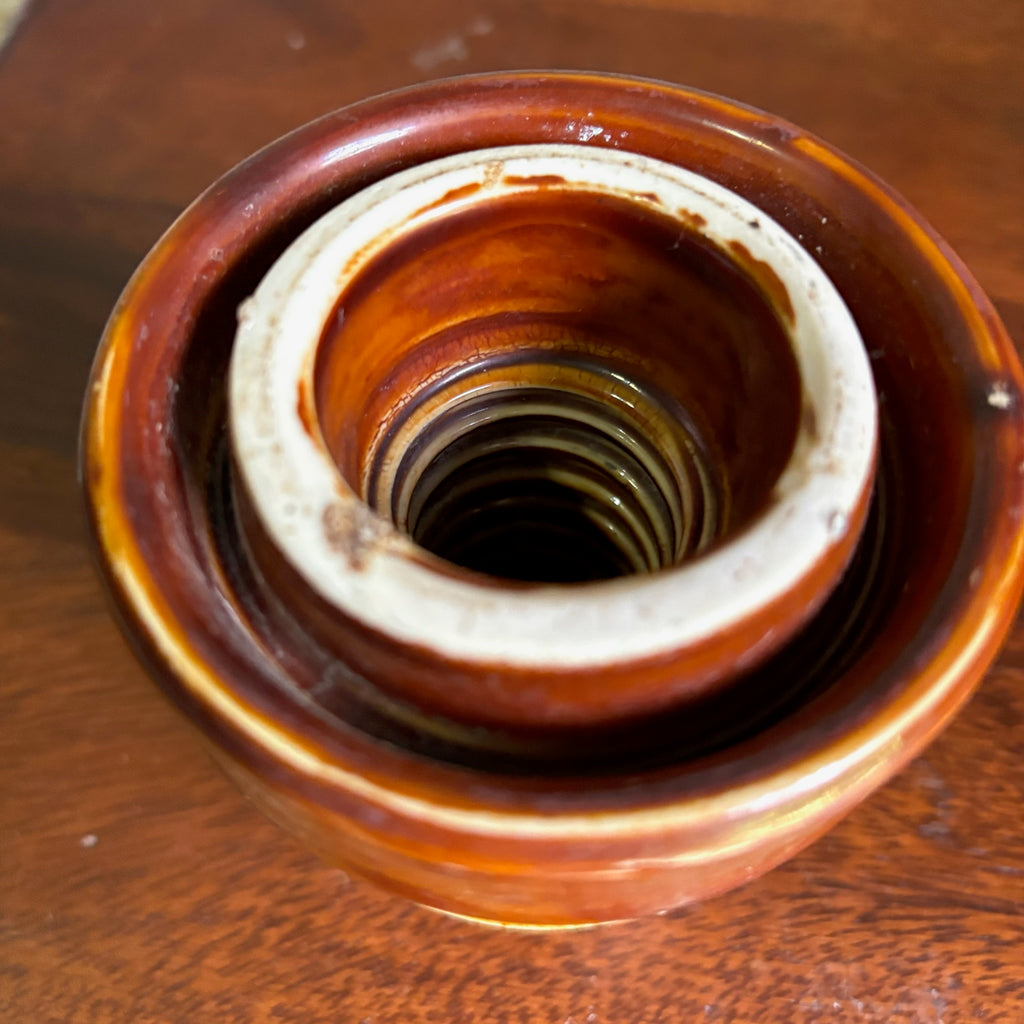 Vintage 1930 LAPP Caramel Brown Glazed Porcelain Insulator