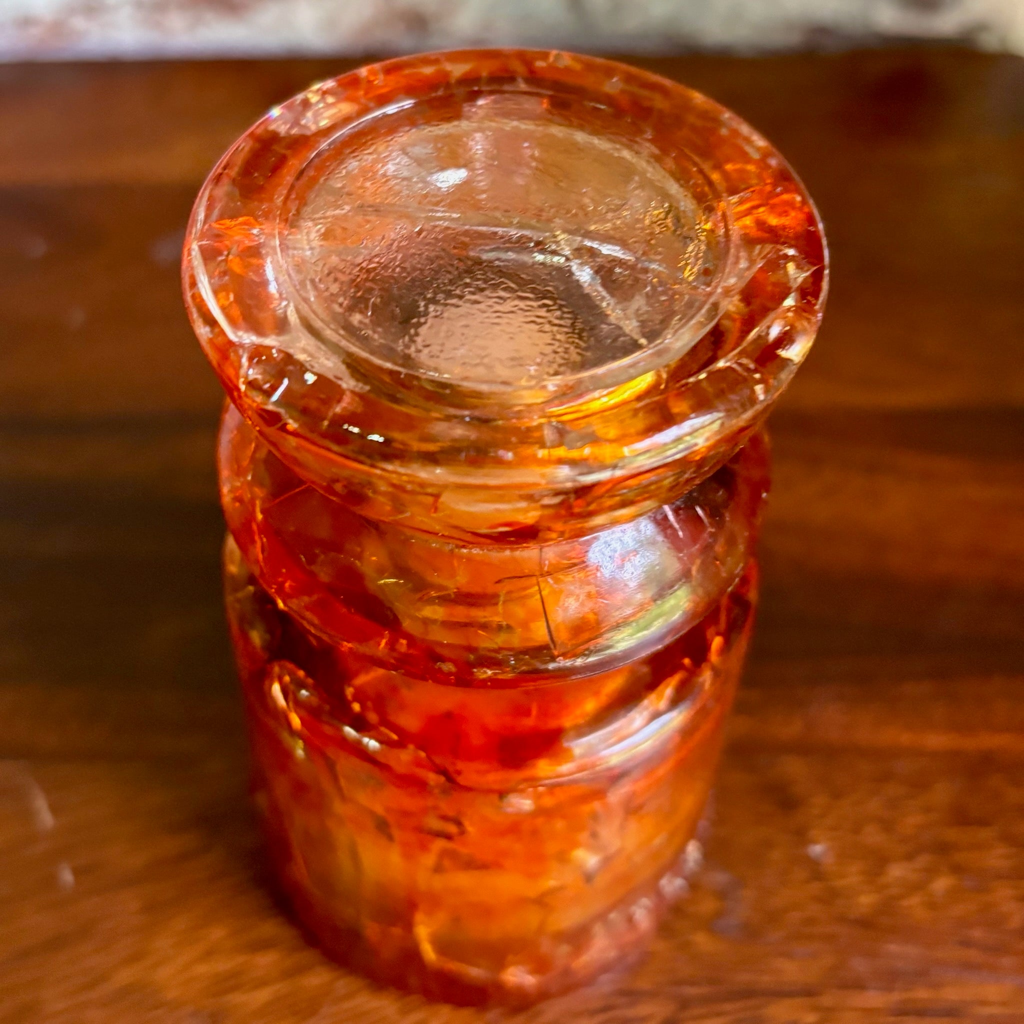 Antique Hemingray No. 19-30 Amber Color Glass Repurposed Insulator Candle Holder