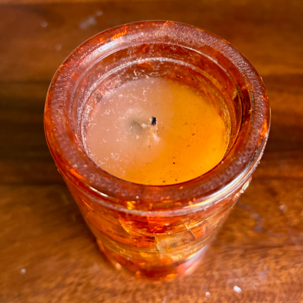Antique Hemingray No. 19-30 Amber Color Glass Repurposed Insulator Candle Holder