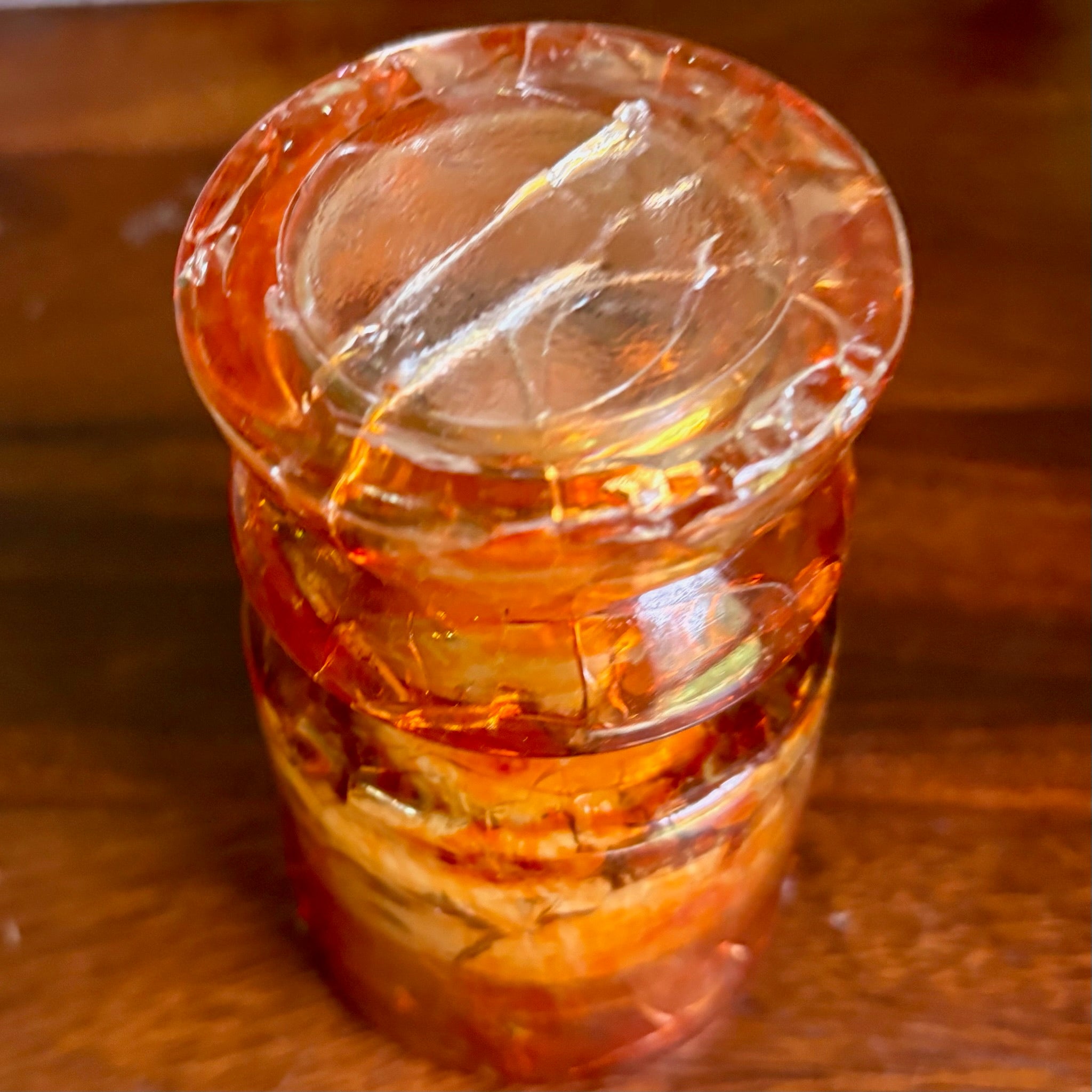 Antique Hemingray No. 19-30 Amber Color Glass Repurposed Insulator Candle Holder