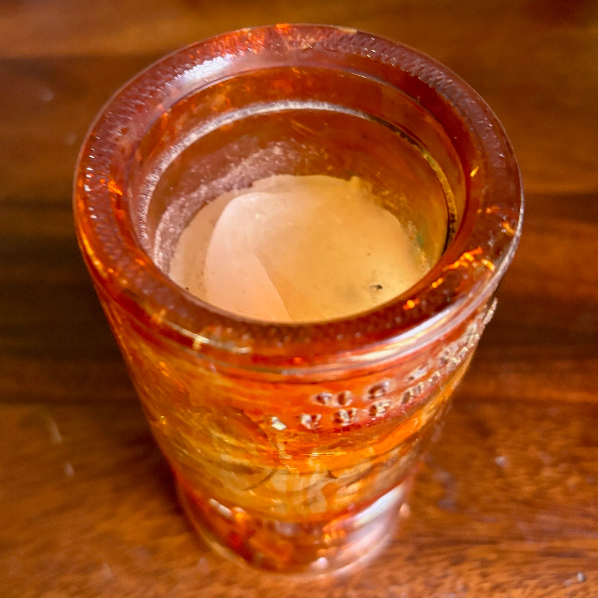 Antique Hemingray No. 19-30 Amber Color Glass Repurposed Insulator Candle Holder