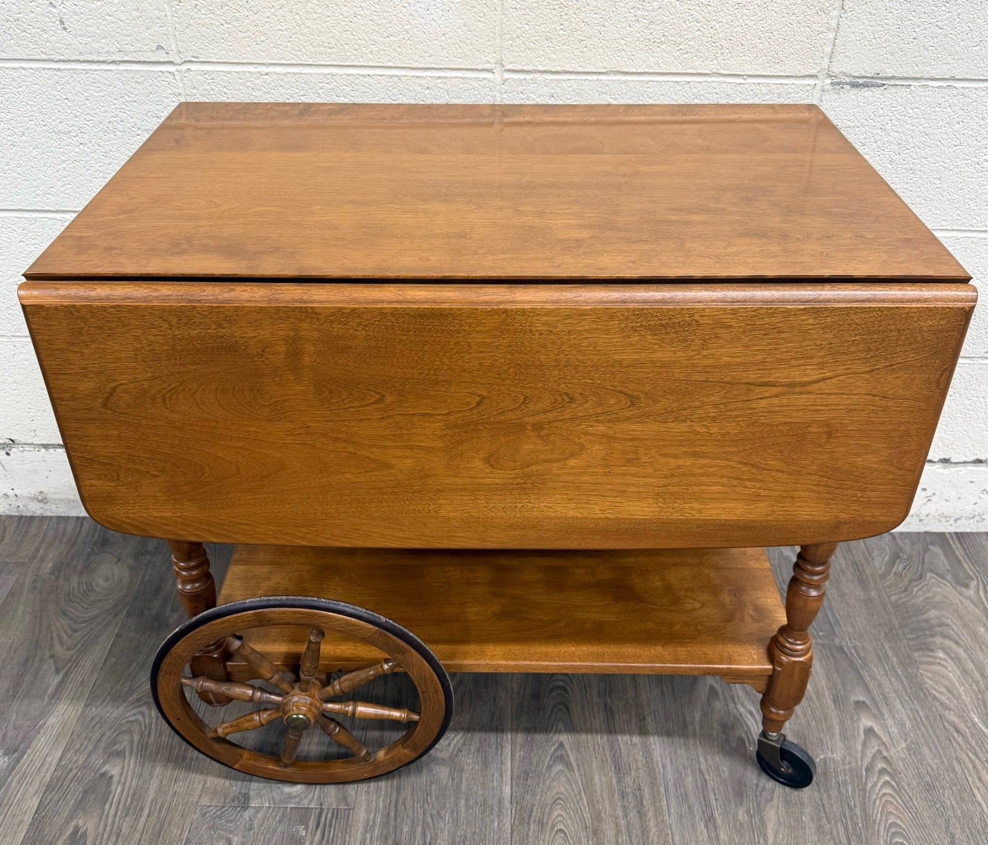 Vintage Ethan Allen Baumritter Solid Maple Drop Leaf Tea Cart