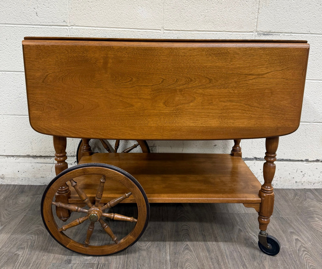 Vintage Ethan Allen Baumritter Solid Maple Drop Leaf Tea Cart