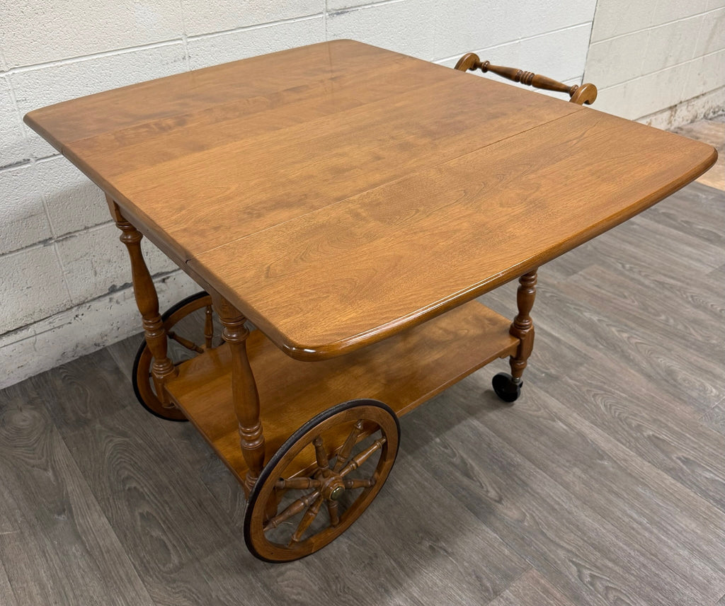 Vintage Ethan Allen Baumritter Solid Maple Drop Leaf Tea Cart