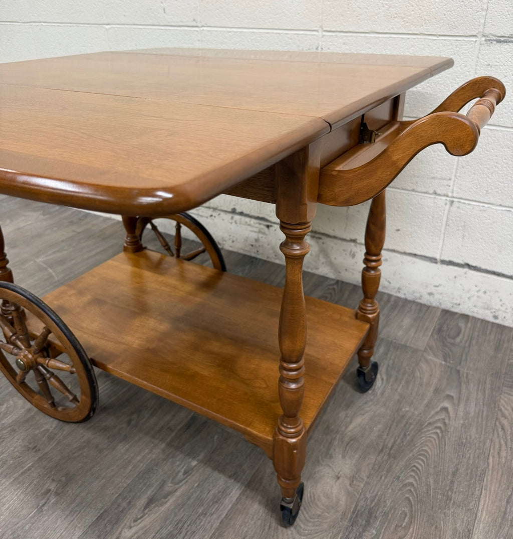 Vintage Ethan Allen Baumritter Solid Maple Drop Leaf Tea Cart