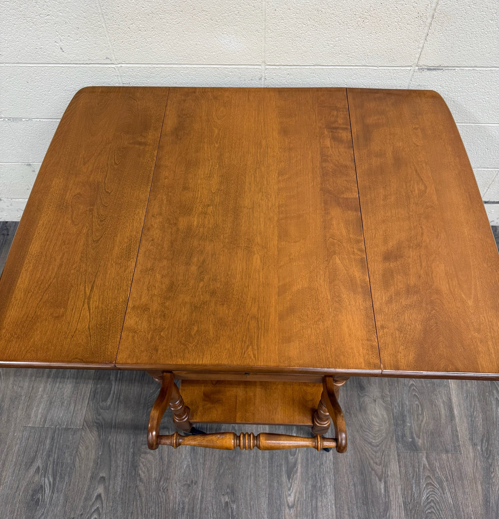 Vintage Ethan Allen Baumritter Solid Maple Drop Leaf Tea Cart