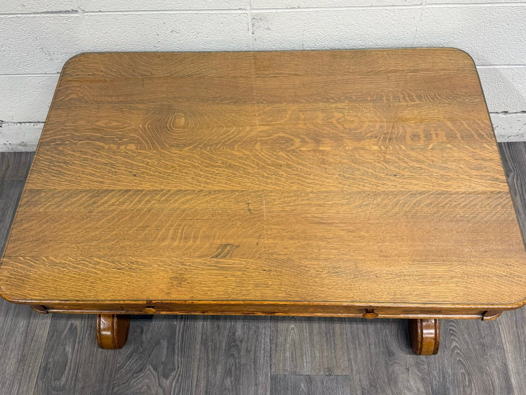 Antique 1920s-1930s Empire Tiger Oak Coffee Table Cocktail Table