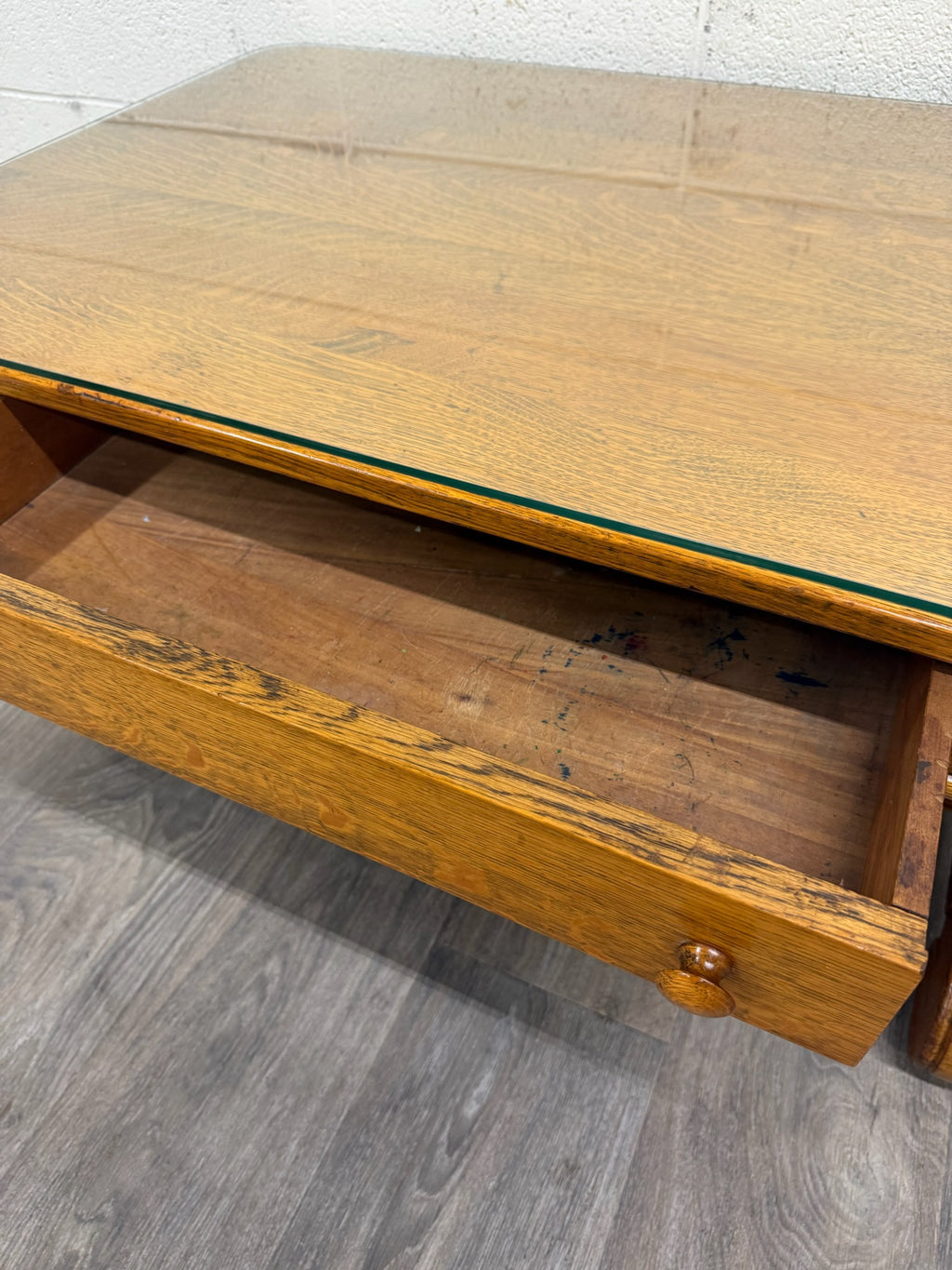 Antique 1920s-1930s Empire Tiger Oak Coffee Table Cocktail Table