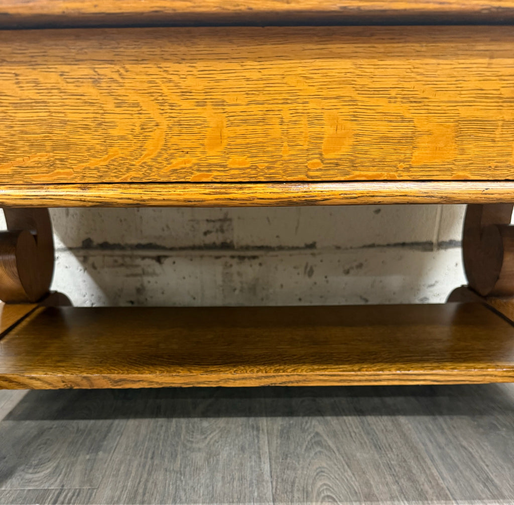 Antique 1920s-1930s Empire Tiger Oak Coffee Table Cocktail Table