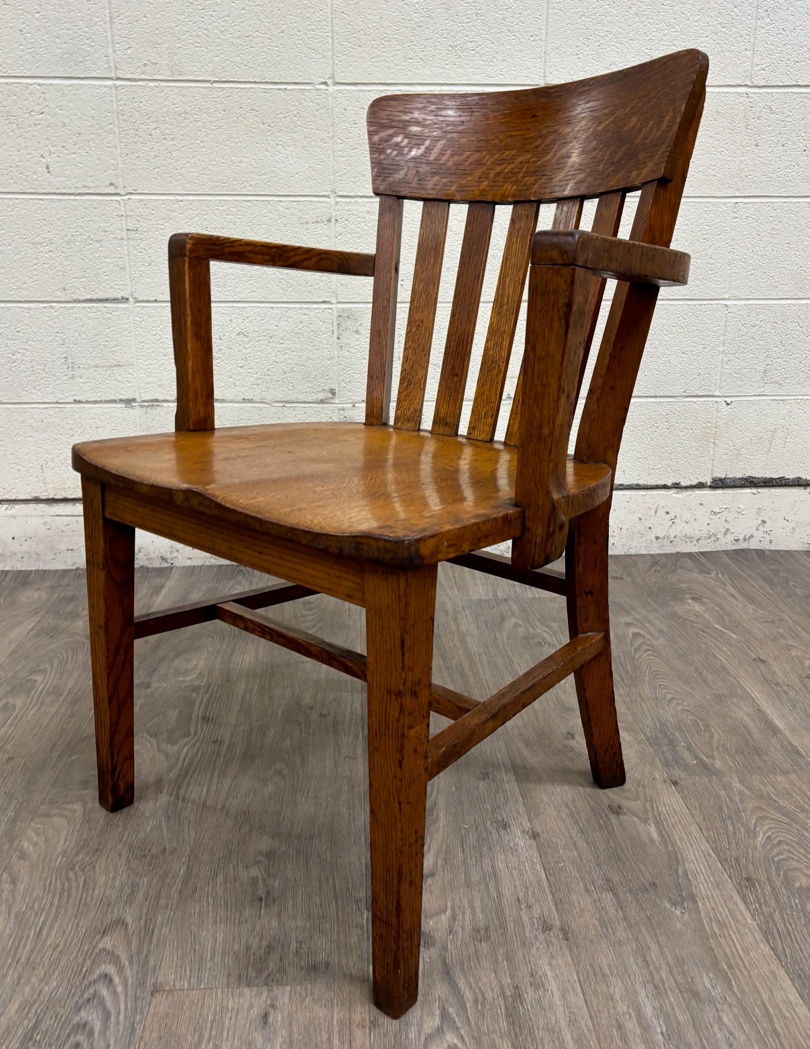 Antique Arts & Crafts Mission Quarter Sawn Oak Library Chair Armchair