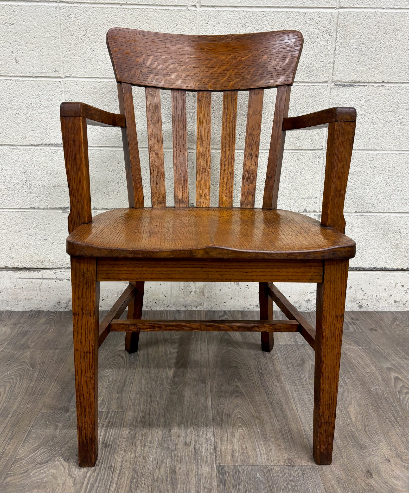 Antique Arts & Crafts Mission Quarter Sawn Oak Library Chair Armchair