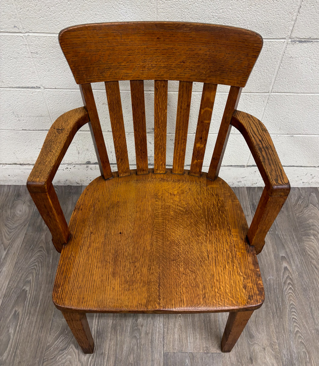 Antique Arts & Crafts Mission Quarter Sawn Oak Library Chair Armchair