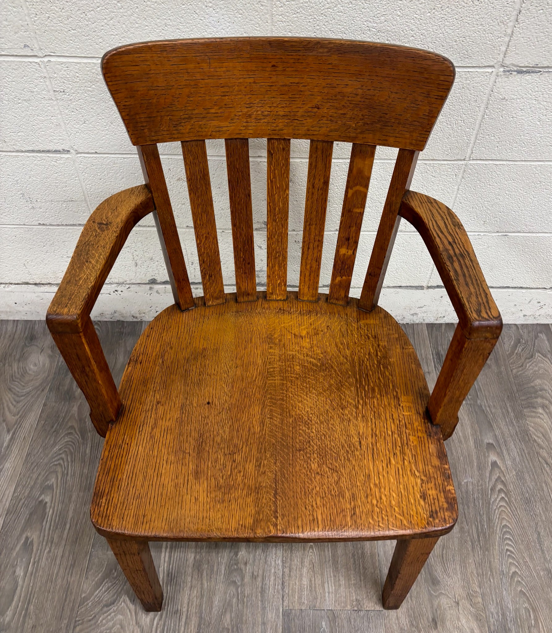 Antique Arts & Crafts Mission Quarter Sawn Oak Library Chair Armchair