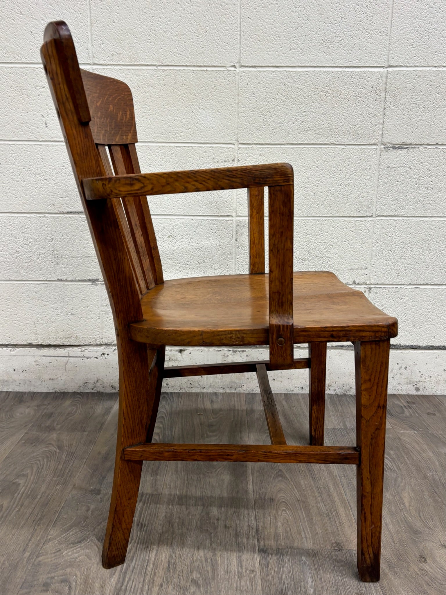 Antique Arts & Crafts Mission Quarter Sawn Oak Library Chair Armchair