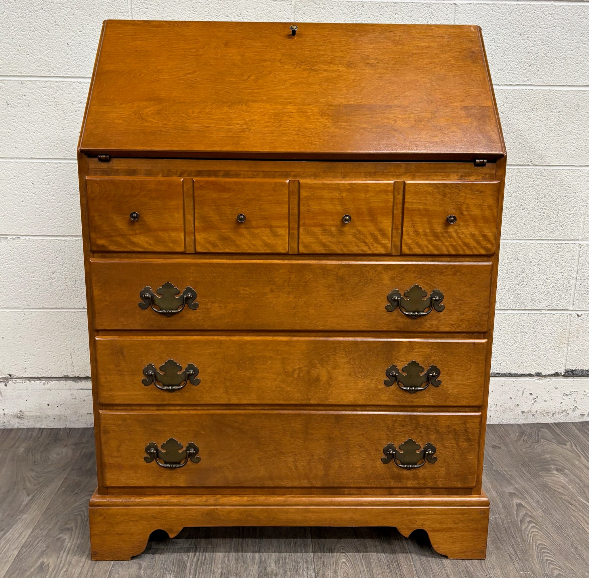 Vintage Ethan Allen Heirloom Early American Maple & Birch Secretary Desk & Hutch