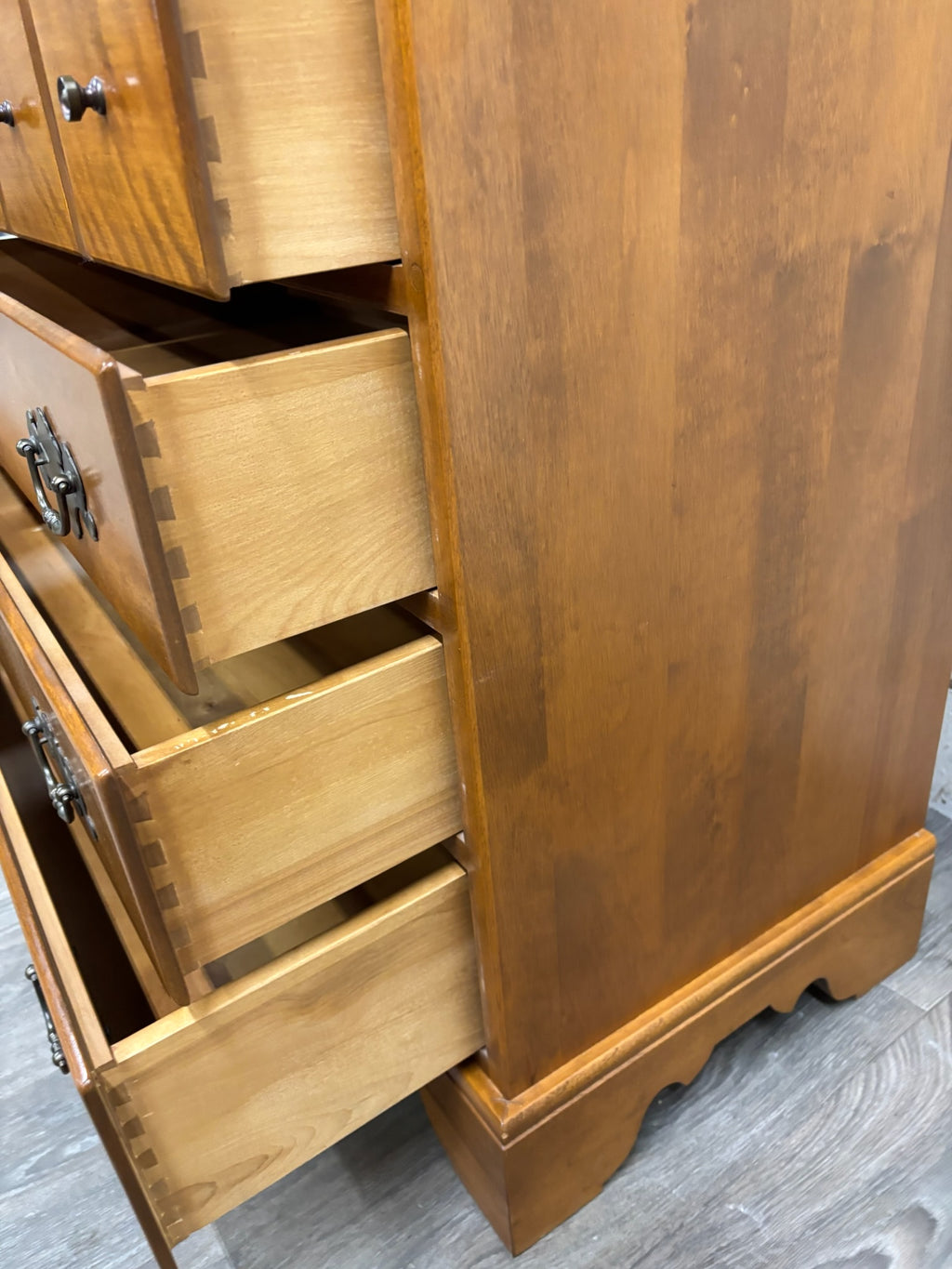 Vintage Ethan Allen Heirloom Early American Maple & Birch Secretary Desk & Hutch
