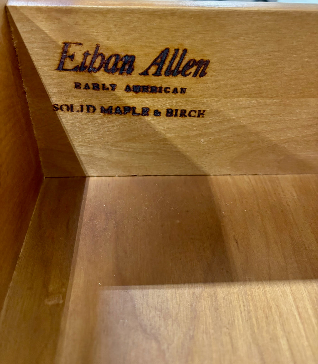 Vintage Ethan Allen Heirloom Early American Maple & Birch Secretary Desk & Hutch