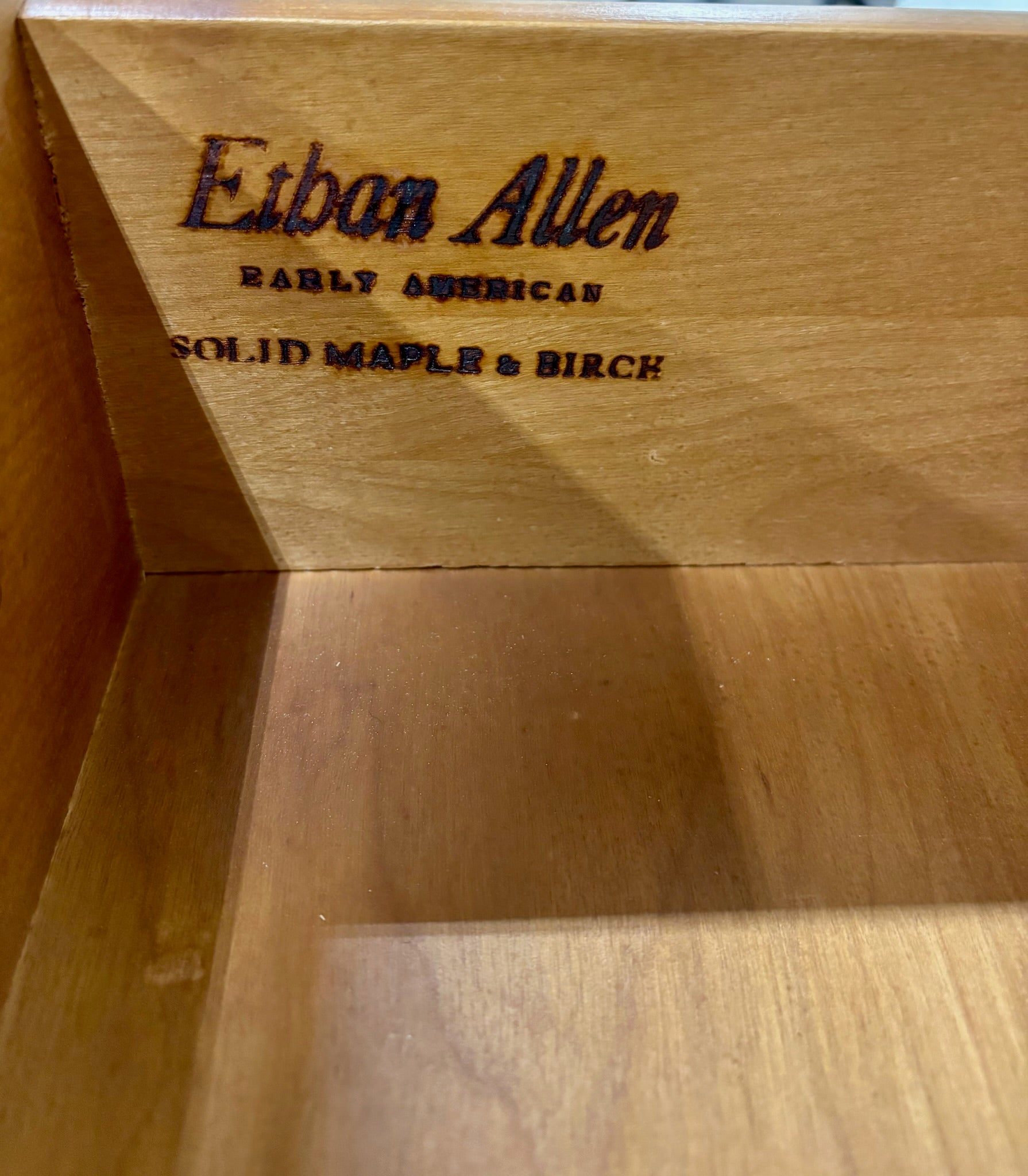 Vintage Ethan Allen Heirloom Early American Maple & Birch Secretary Desk & Hutch