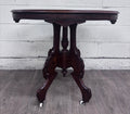 Antique Victorian Eastlake Burl Walnut Oval Center Table Parlor Table