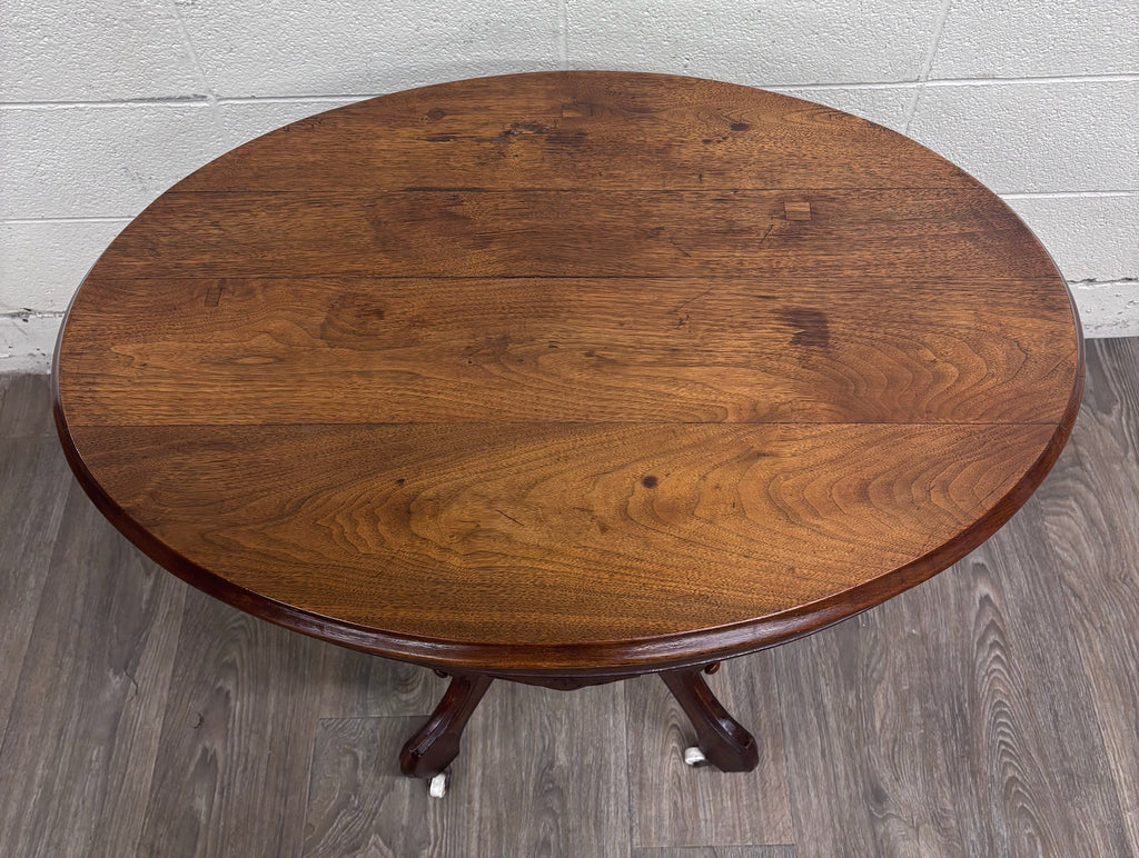 Antique Victorian Eastlake Burl Walnut Oval Center Table Parlor Table