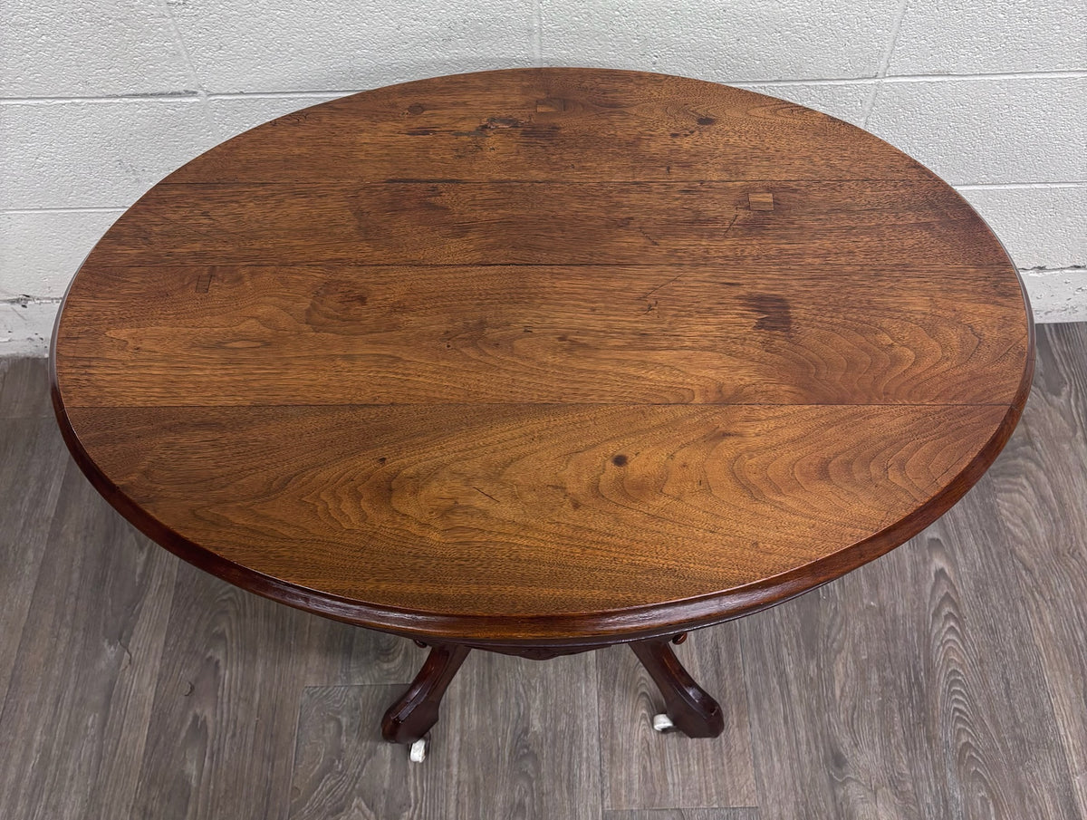 Antique Victorian Eastlake Burl Walnut Oval Center Table Parlor Table