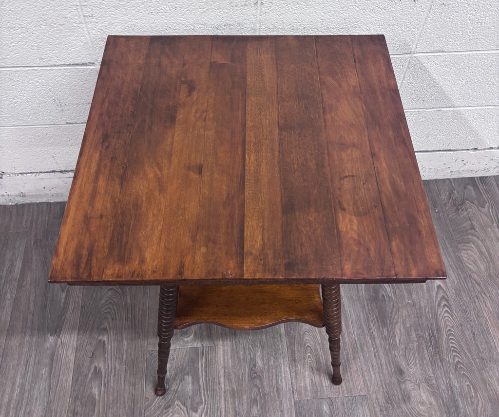 Antique Victorian Solid Mahogany Plank Top Side Table Lamp Table