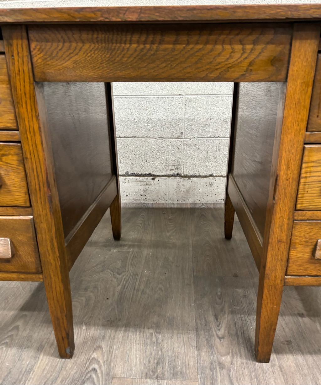 Vintage Arts & Crafts Mission Oak Pedestal Teacher Desk Office Desk Library Desk