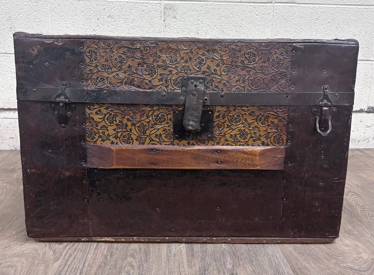Antique 19th Century Victorian Flat Top Travel Trunk