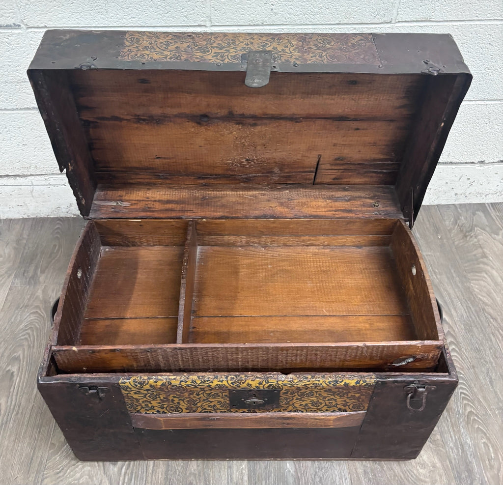 Antique 19th Century Victorian Flat Top Travel Trunk