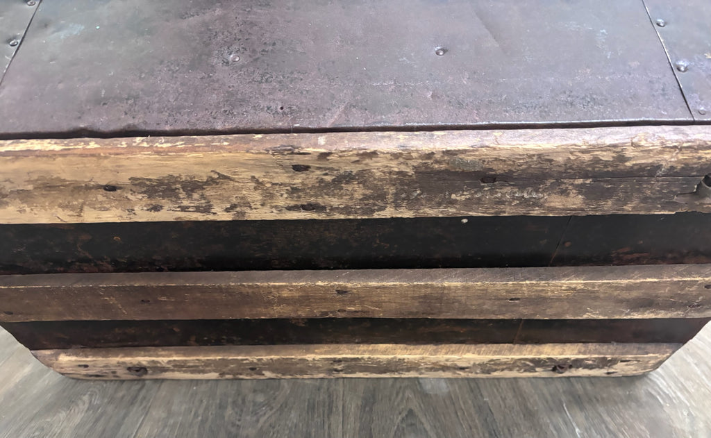 Antique 19th Century Victorian Flat Top Travel Trunk