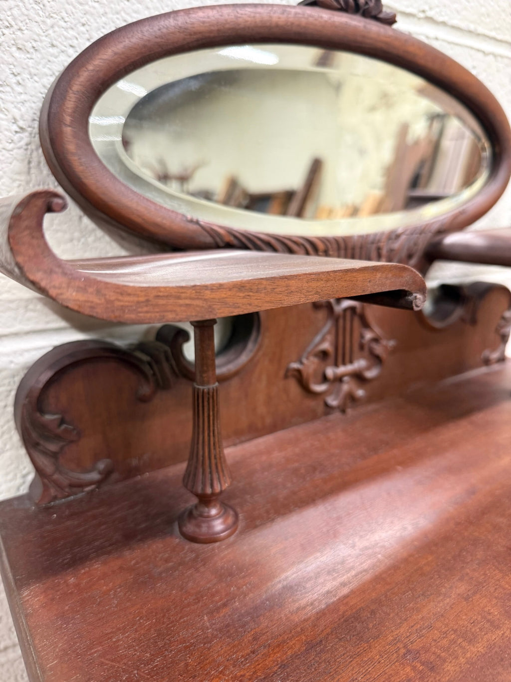 Antique Victorian Rococo Revival Mahogany Music Cabinet