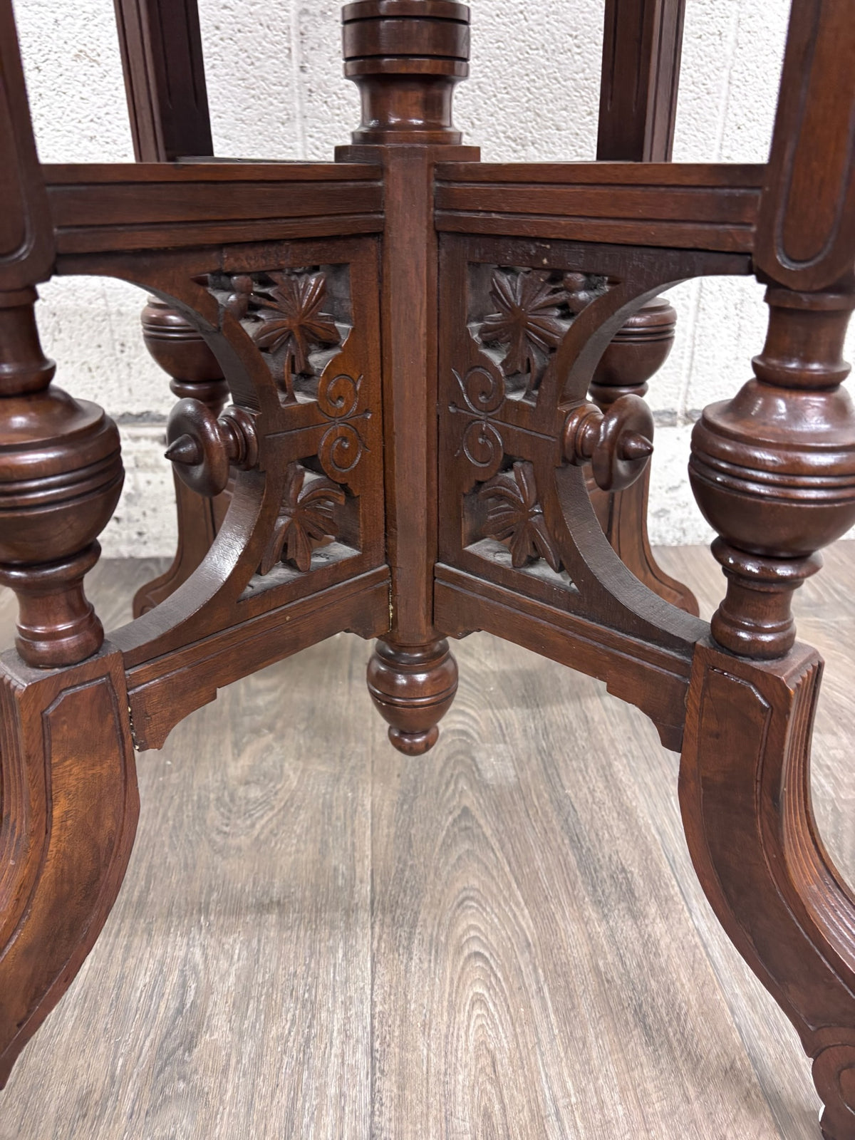 Antique Victorian Eastlake Renaissance Revival Marble Walnut Center Parlor Table