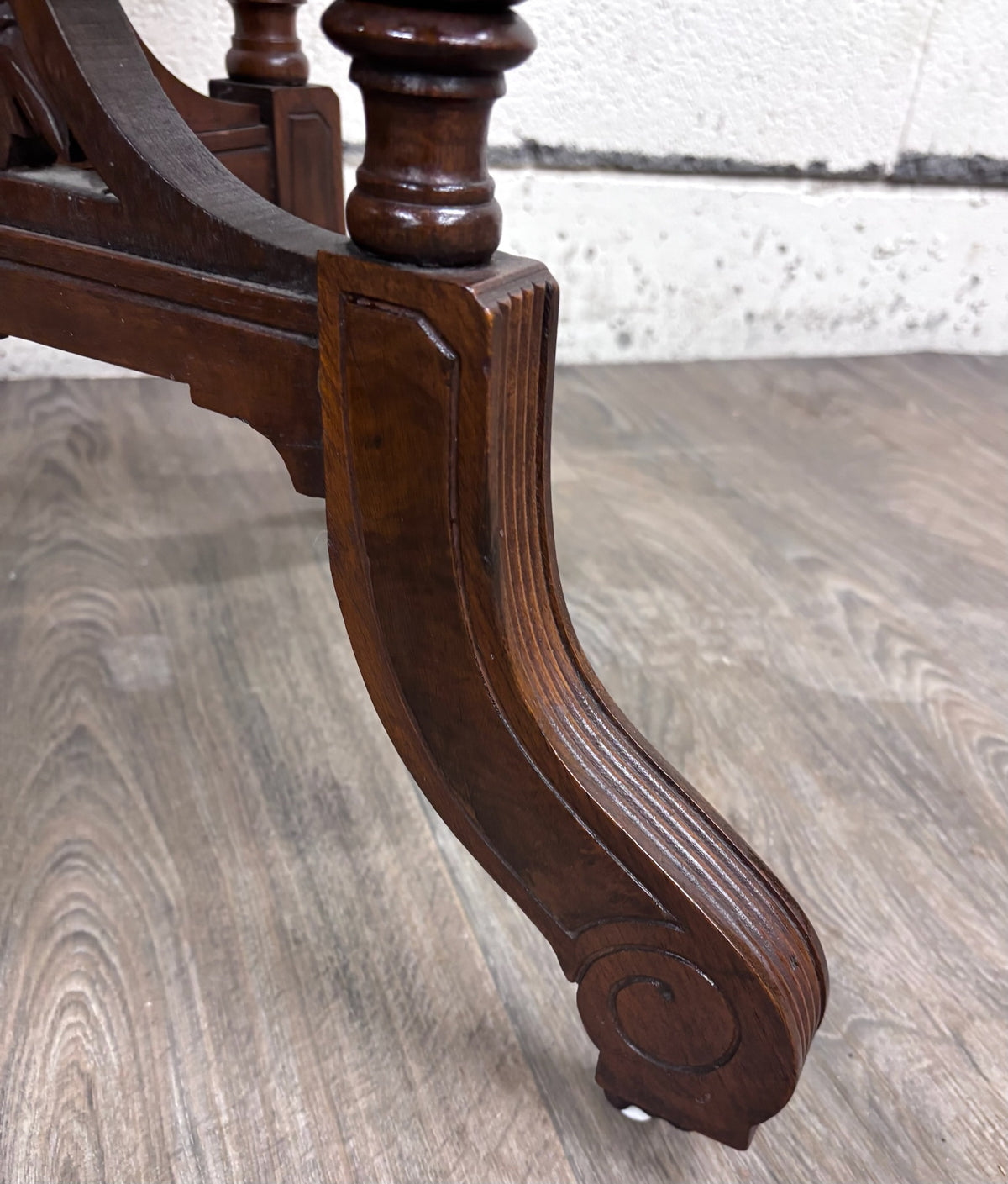 Antique Victorian Eastlake Renaissance Revival Marble Walnut Center Parlor Table