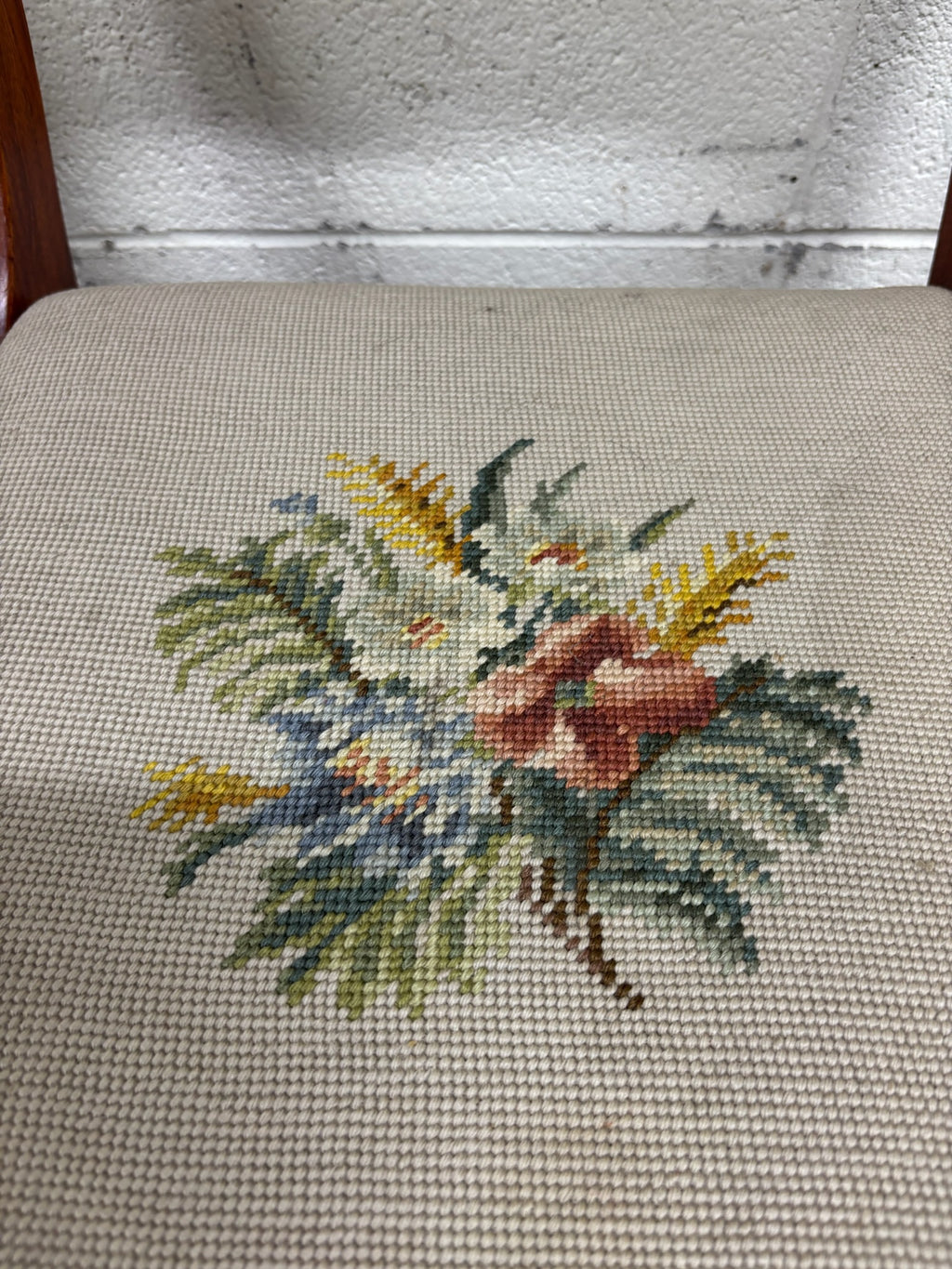 Antique Regency / Duncan Phyfe Style Needlepoint Upholstered Dining Side Chairs