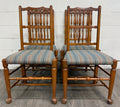 Vintage Colonial Style Spindle Back Upholstered Dining Chairs - Set of 4