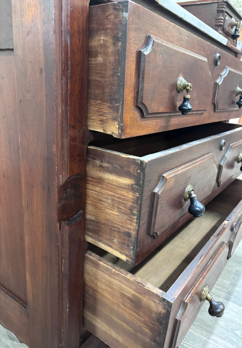 Antique Late 1800s Victorian Walnut Marble Inset Dresser