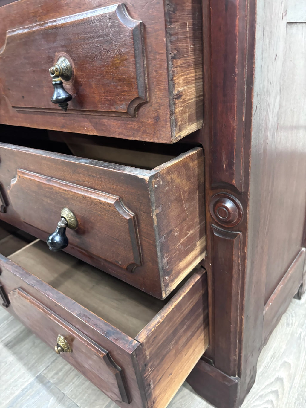 Antique Late 1800s Victorian Walnut Marble Inset Dresser
